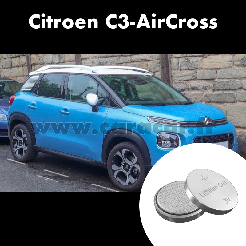 Pile clé Citroen C3 AirCross 1 generation (2017/2021). Pile de remplacement pour clé de voiture. Batterie de clé de voiture. 