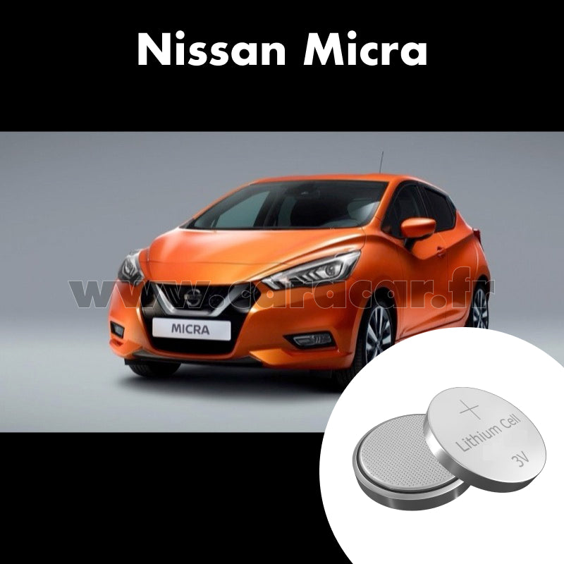 Pile clé Nissan Micra K14 (2017/2023). Pile de remplacement pour clé de voiture. Batterie de clé de voiture. 