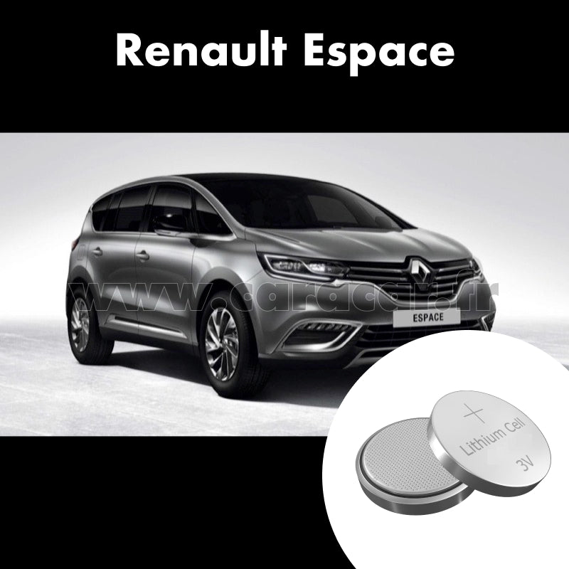 Pile clé Renault Espace 5 generation [restyling] (2019/2023). Pile de remplacement pour clé de voiture. Batterie de clé de voiture. 